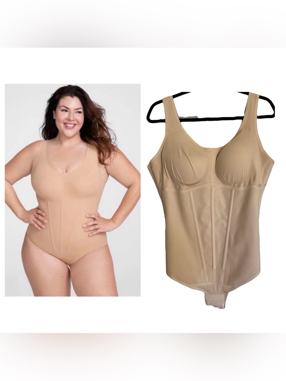 Honeylove Boldness bodysuit nude corset style shapewear waist contouring sz 2x